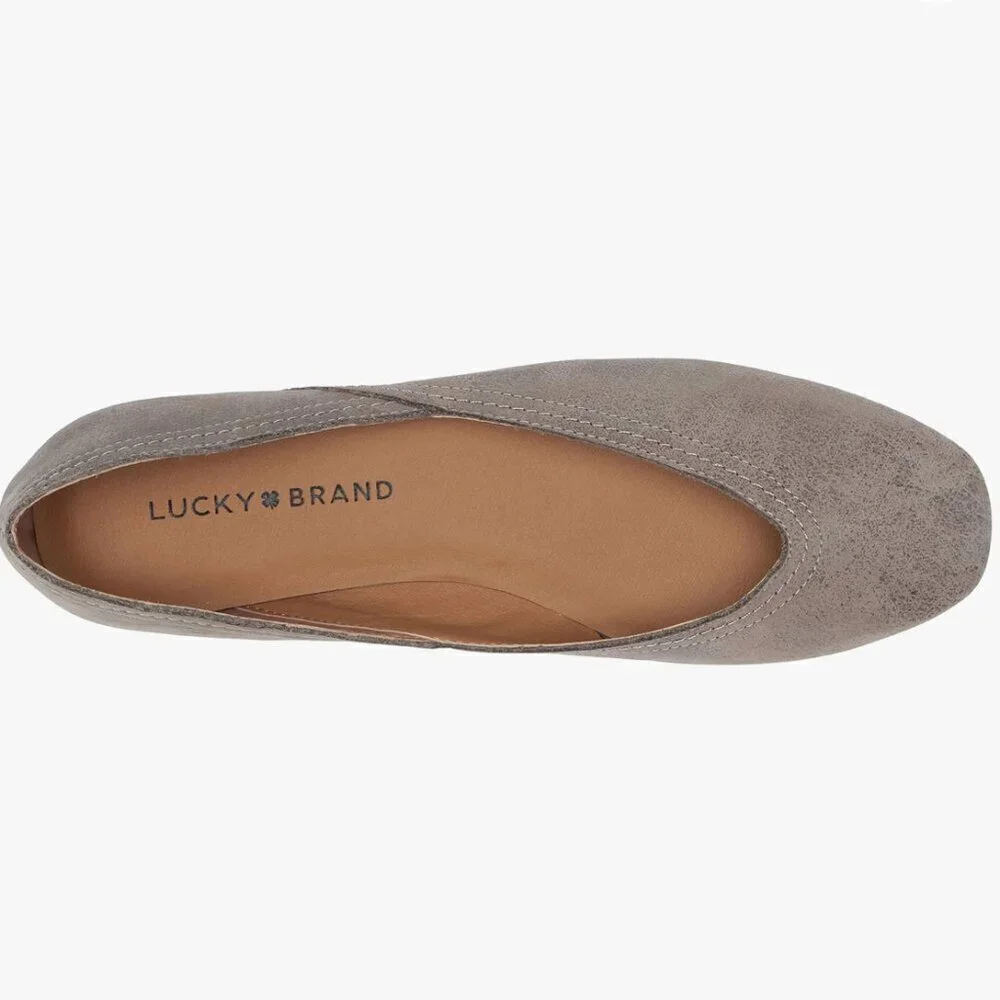 Lucky Brand SZ 9 Alba Gray Leather Ballet Flat Romantic Feminine Fairy Essential
